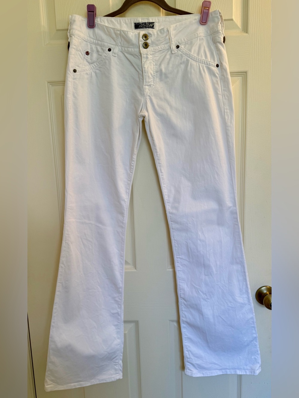 Hudson Jeans White Flare Wide Leg Jeans